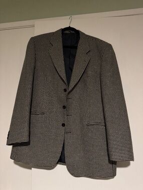 Tan and black multi-check wool sport coat